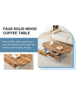  Chic Coffee Table with Drawers and Tempered Glass