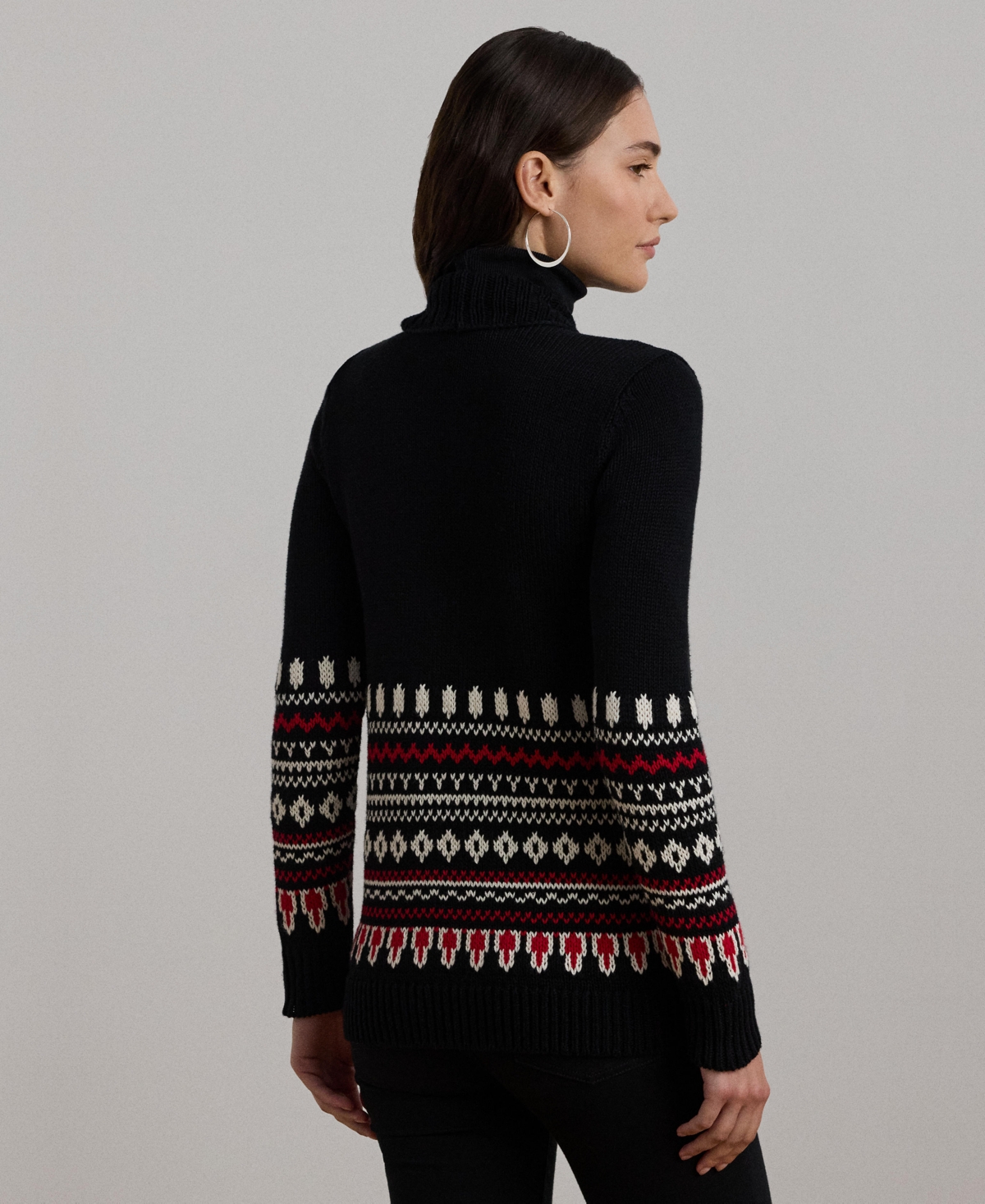 Lauren Ralph Lauren Women's Fair Isle Cotton Shawl-Collar Cardigan, Regular & Petite -Cream
