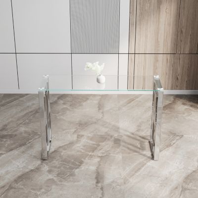 Stainless Steel Glass Console Table