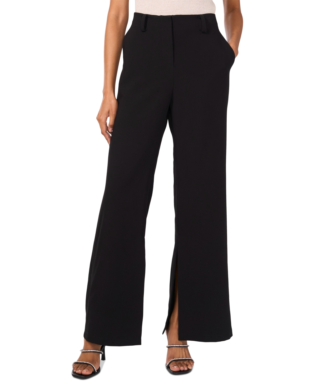 Vince Camuto Women's Wide-leg Split-hem Trousers In Rich Black