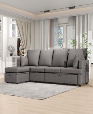 Modern L shape Modular Sofa, 5 Seat Chenile sectional Couch Set with 2 pilows lncluded, freely CombinableIndoor Funiture for Living Room, Apartment, Office, 3 Colors