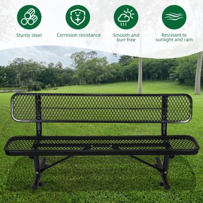 Streamdale 6 ft. Outdoor Steel Bench with Backrest in Black