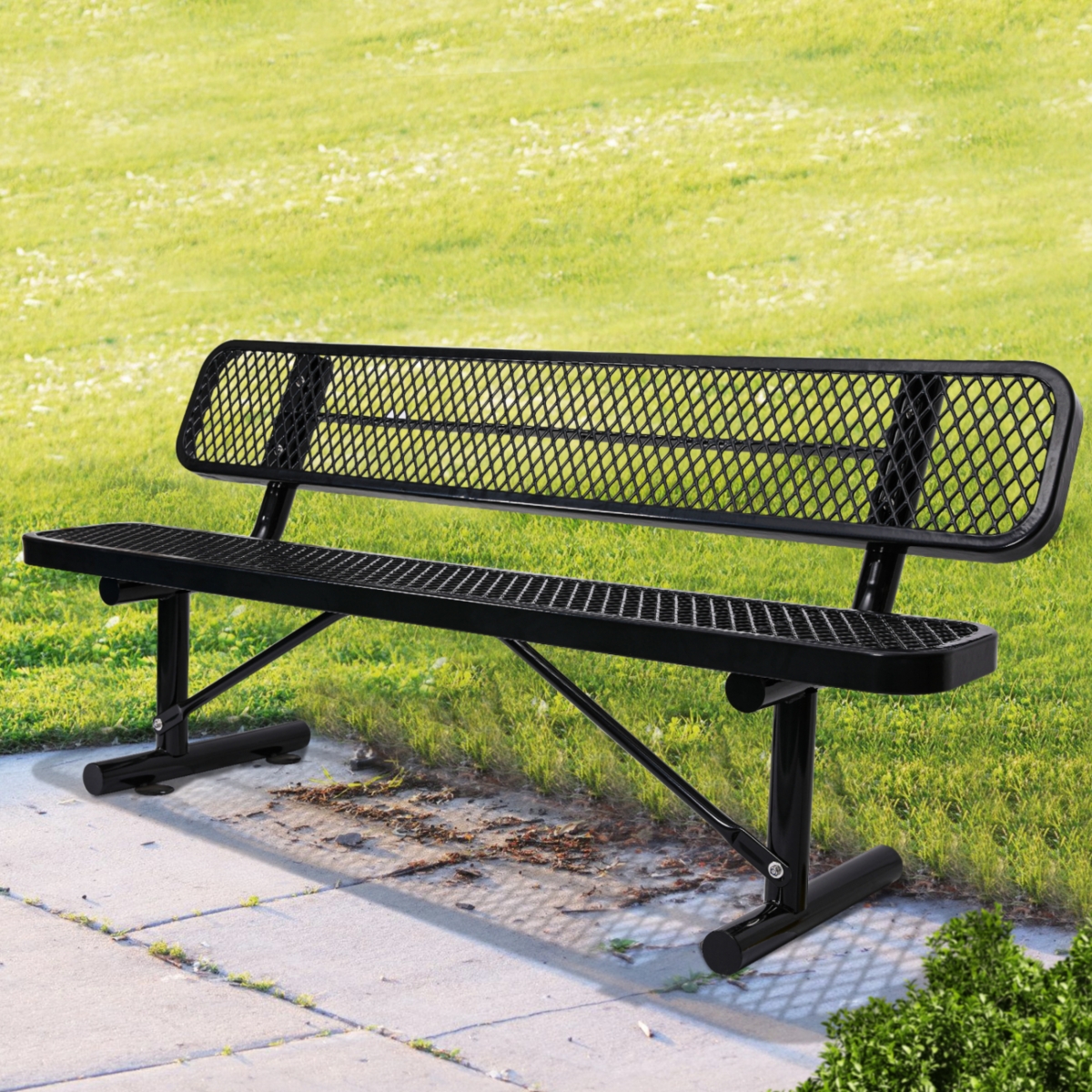 Streamdale Furniture 6 ft. Outdoor Steel Bench with Backrest - Black