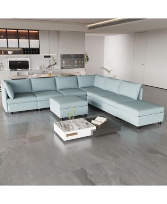 Modular Sectional Sofa, Convertible Sofa Seat With Storage, Sleeper Sectional Sofa Set, Fabric Flexible Modular Combinations for Living Room