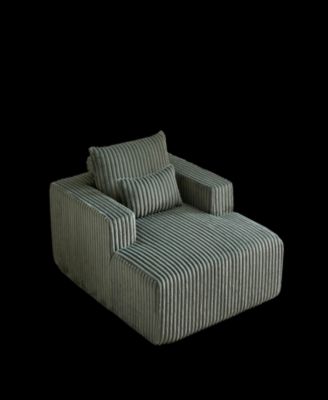 62.5-Inch Corduroy Sponge Sofa Lounge Chair, No Assembly Required, Fluffy Modern Sleeper Chair for Indoor Living Room Bedroom