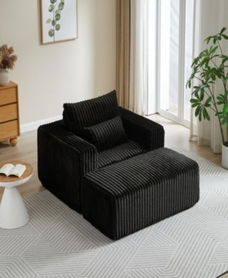 Corduroy Sponge Lounge Chair with Footrest
