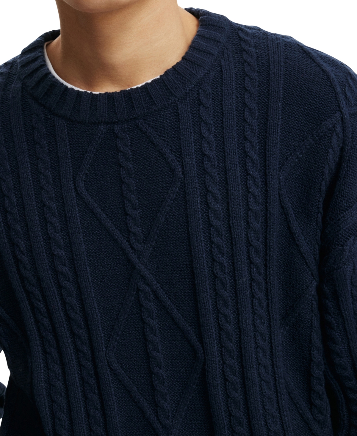 COTTON ON MEN'S CABLE KNIT CREW SWEATER 