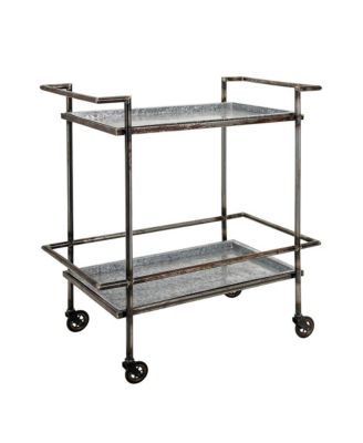 Streamdale 30.7x17.1x34.6" Percy Galvanized Metal Bar Cart in Gray & Black