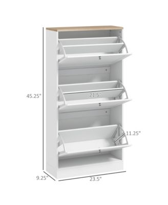 Narrow Shoe Storage Cabinet for Entryway with 3 Flip Drawers and Adjustable Shelves, Shoe Rack Organizer for 18 Pairs of Shoes, White