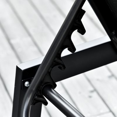 Outdoor Lounge Chair, Patio Lounger with 5-Position Reclining Backrest and 2 Wheels for Poolside, Beach, Lawn, Black