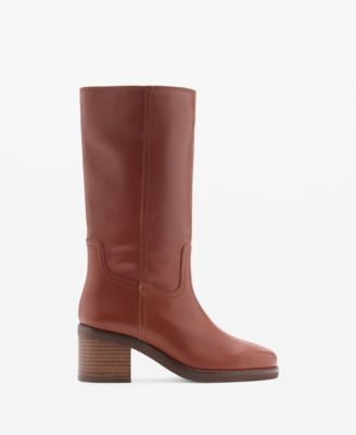 Women's Block Heel Leather Ankle Boots