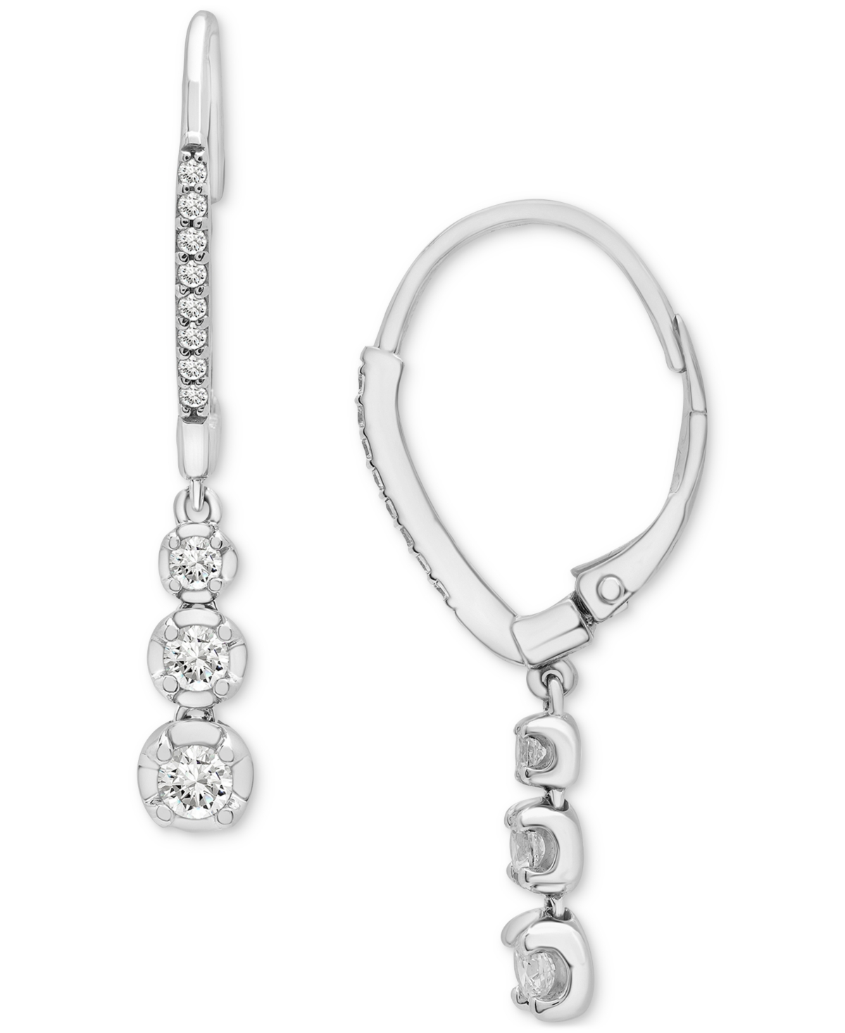 Macy's Diamond Drop Earrings (1/2 Ct. T.w.) In 10k White Gold, Created For
