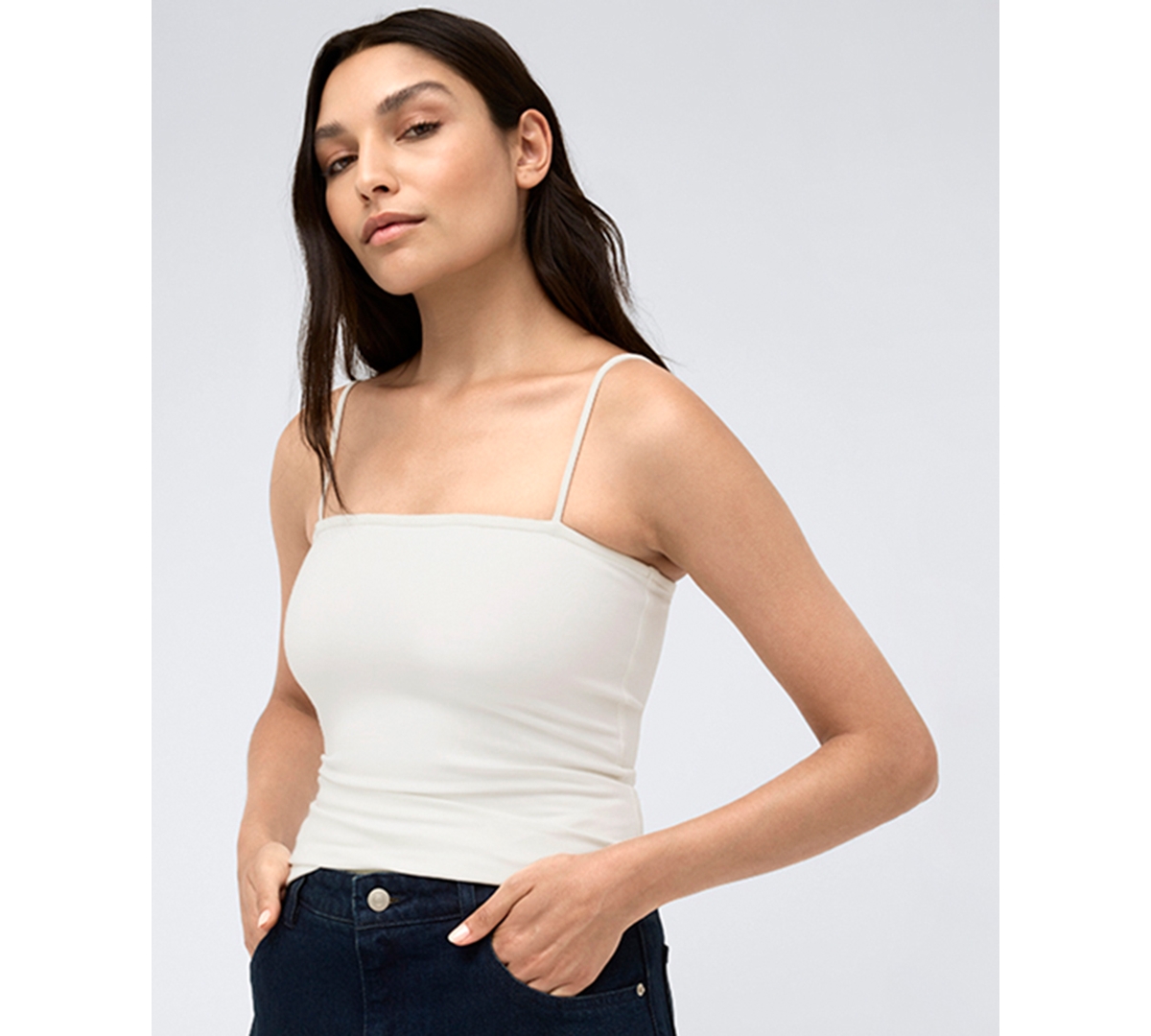 Shop Kenneth Cole Women's Bandeau Adjustable-strap Shelf-bra Cami In Ivory Sand