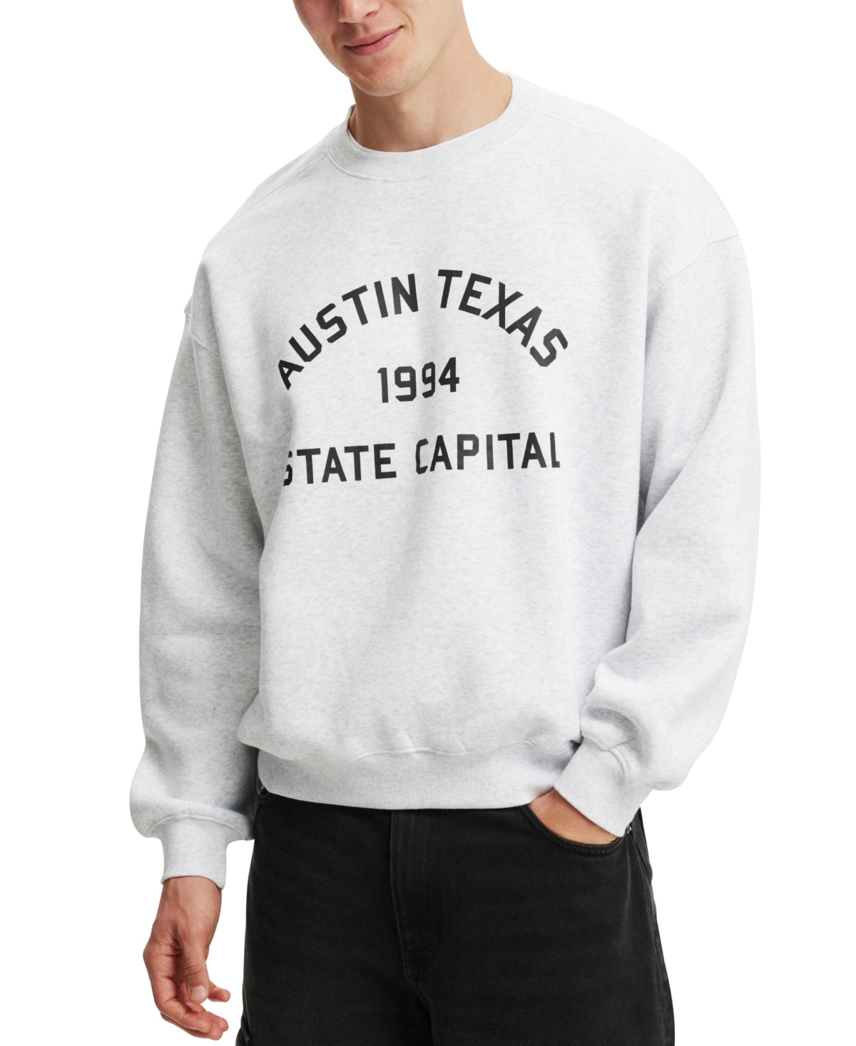 Cotton On Men's Box Fit Graphic Crew Sweatshirt -Austin Texas