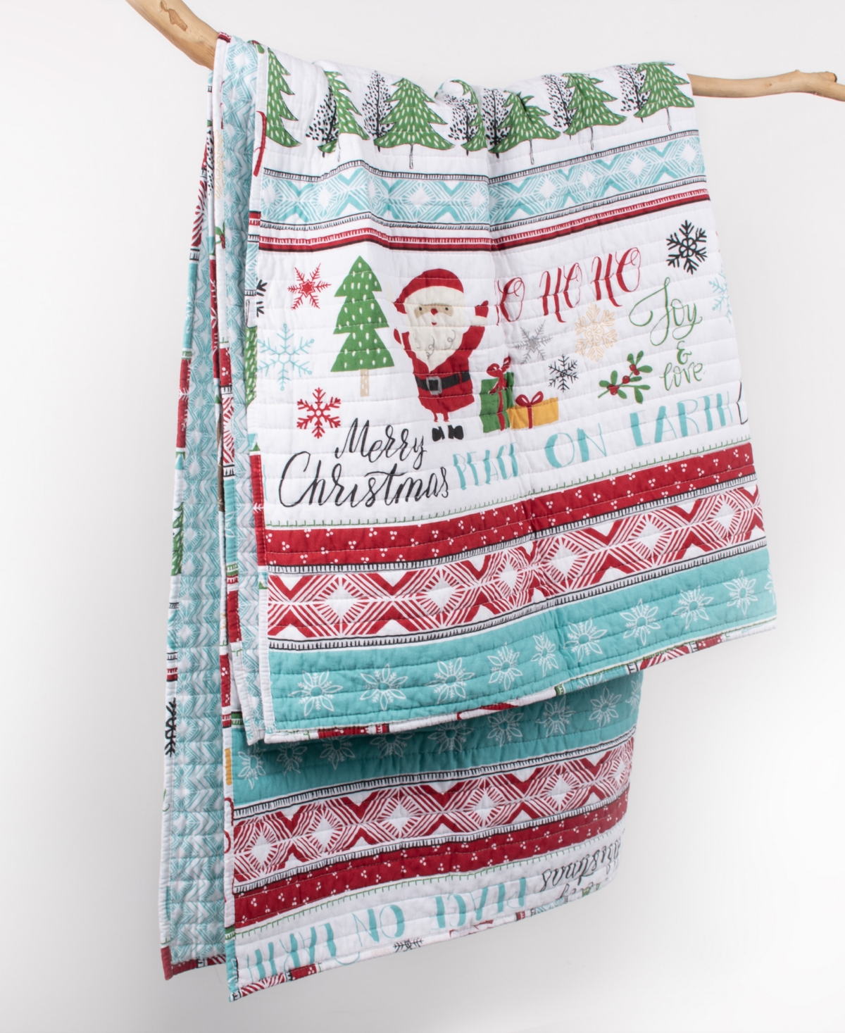 Levtex Merry Bright Ho Ho Holidays Reversible Quilted Throw, 50