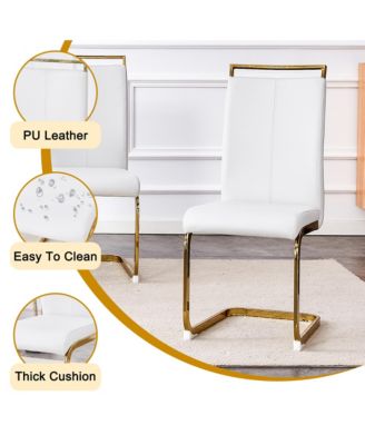 Simplie Fun Table and chair set, rock plate table top, gold metal table legs, stable and beautiful, suitable for most home styles. Modern simple dining table, comfortable seating