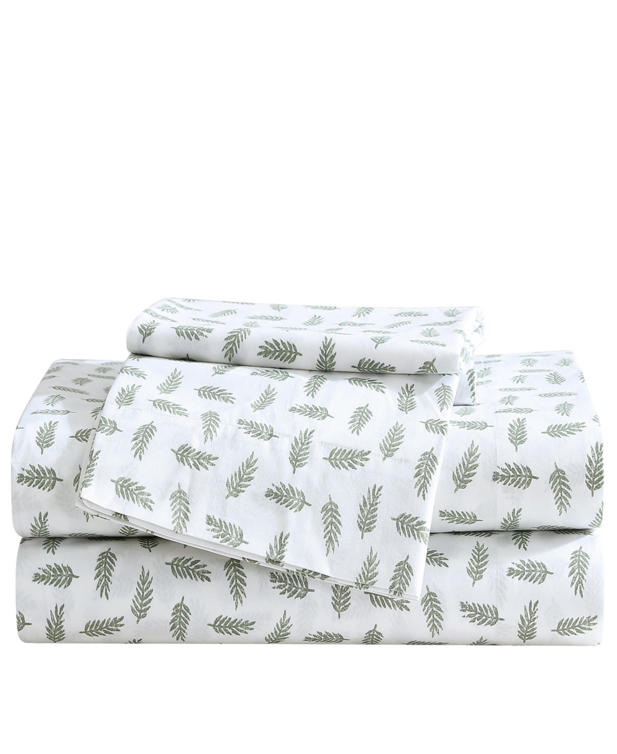 Eddie Bauer Printed 100% Cotton Percale 4-pc. Sheet Set, Full In Laurel Leaves