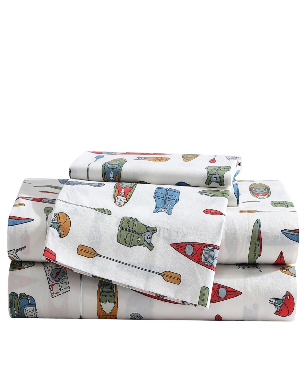 Eddie Bauer Printed 100% Cotton Percale 4-pc. Sheet Set, Queen In Kayak Adventure