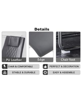 Table and chair set.Contemporary, minimalist rectangular dining table featuring a clear tempered glass top and sleek silver legs. Paired with chairs made of PU material cushion and silver metal legs.