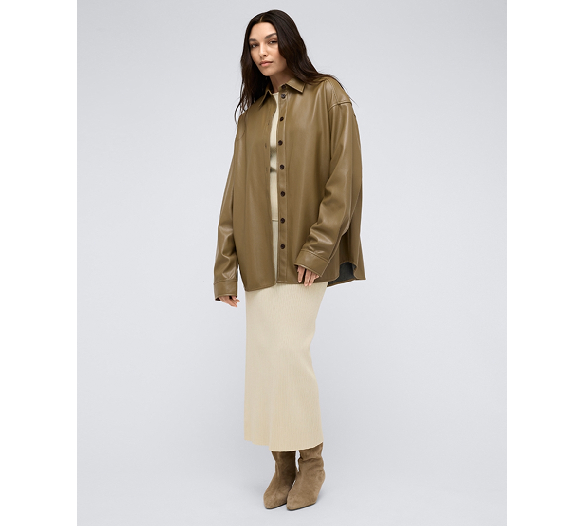 Kenneth Cole Women's Faux Leather Oversized Jacket