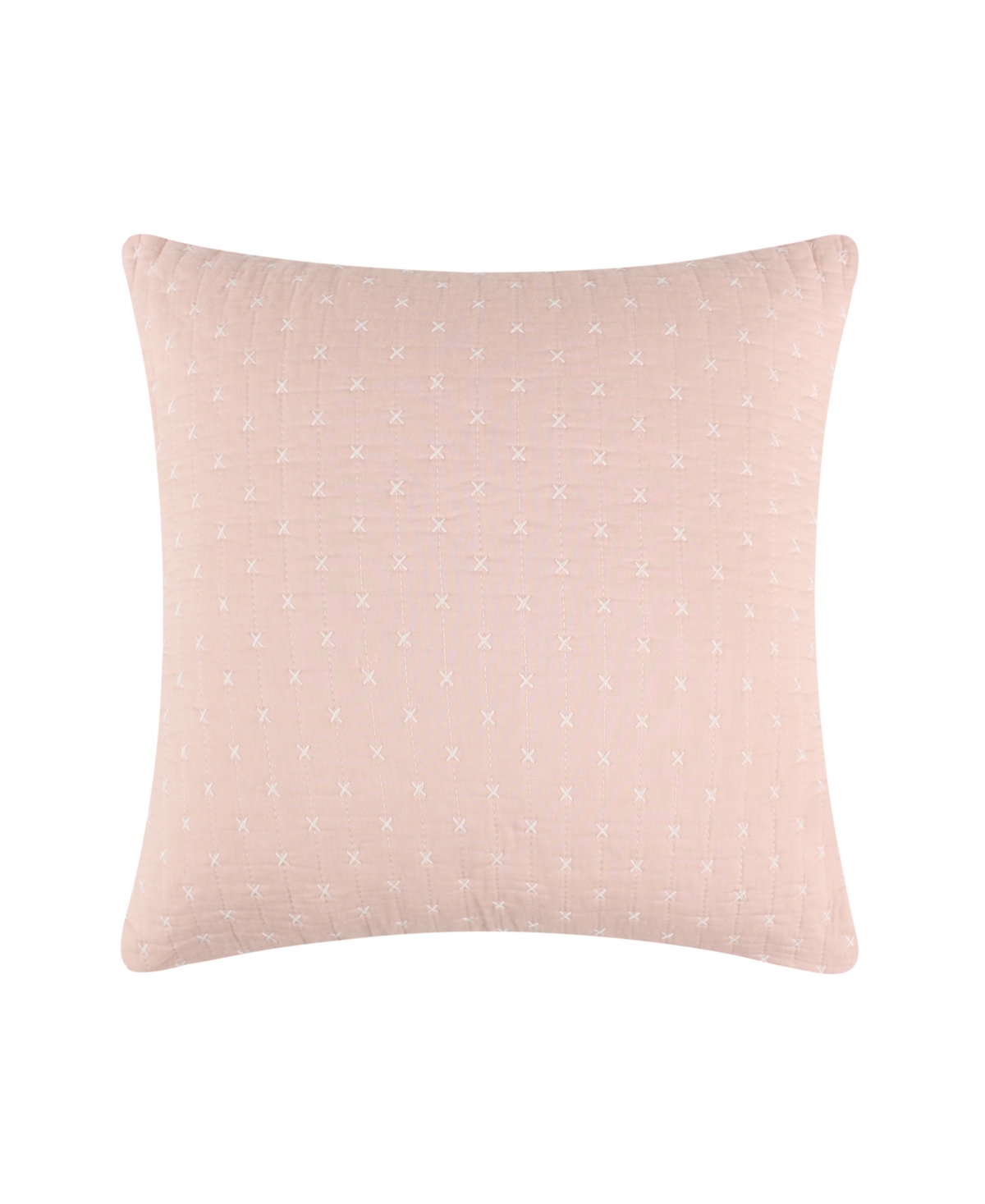 Levtex Cross Stitch Quilted Decorative Pillow, 18" X 18" In Blush