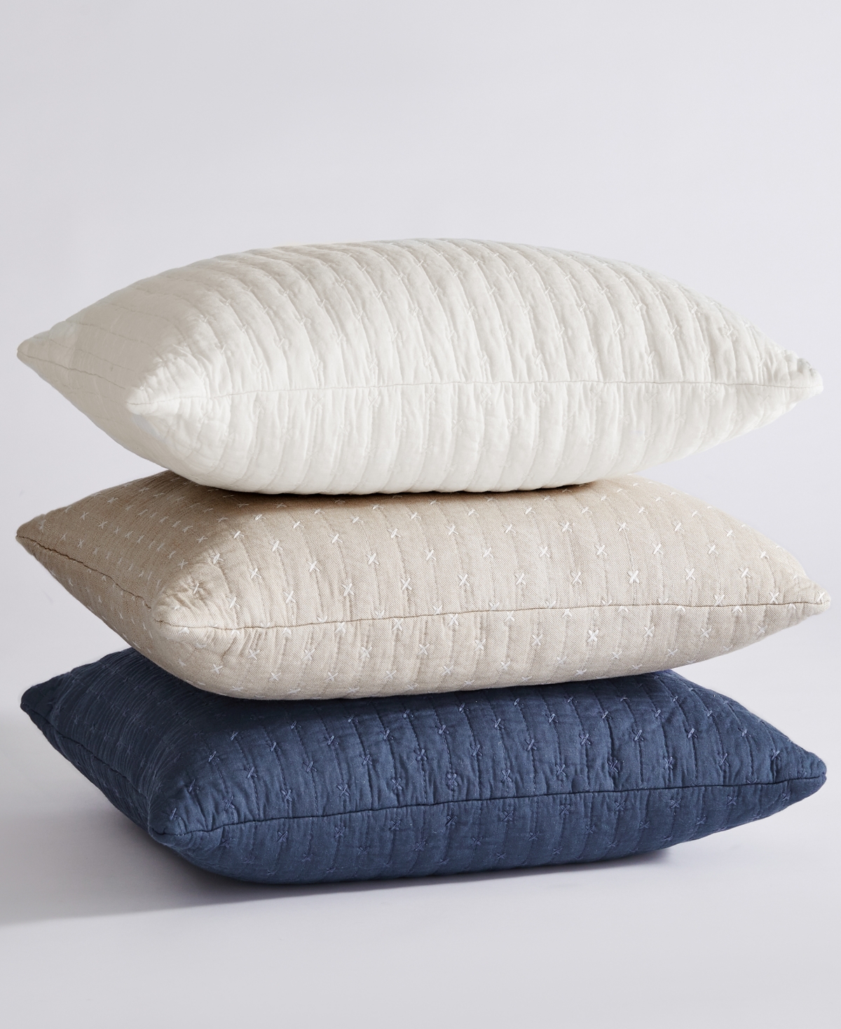 Levtex Cross Stitch Quilted Decorative Pillow, 18" X 18" In Taupe