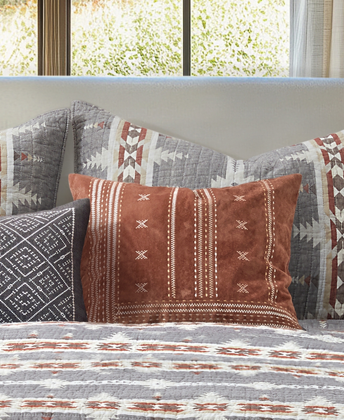 Levtex Corrales Stitch Decorative Pillow, 18" X 18" In Rust