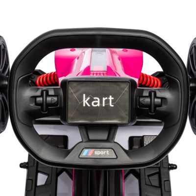 12V Electric Go Kart for Kids, Outdoor Ride-On Toy with Forward Backward Drive & Adjustable Speed, Gift for Child 3-8 Years Old, Pink