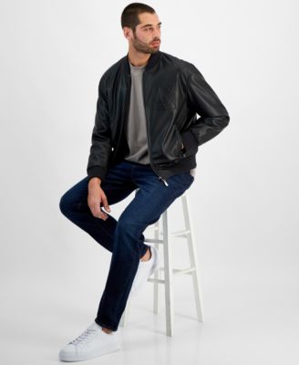 A|X Armani Exchange Men's Faux-Leather Bomber Jacket - Macy's A|X Armani Exchange Men's Faux-Leather Bomber Jacket - Macy's