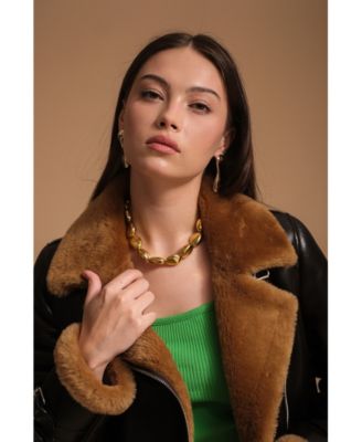 Women's Leather Sheepskin Jacket, Brown, Created for Macy's