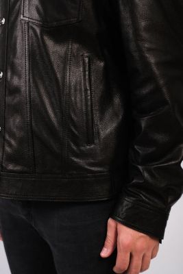 Men's Leather Jacket, Black, Created for Macy's