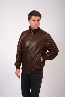 Men's Leather Jacket, Brown, Created for Macy's