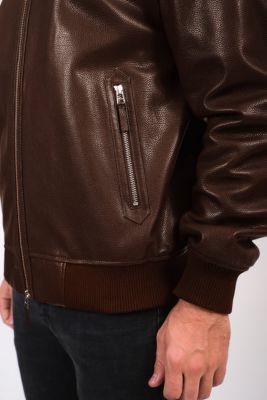 Men's Leather Jacket, Brown, Created for Macy's