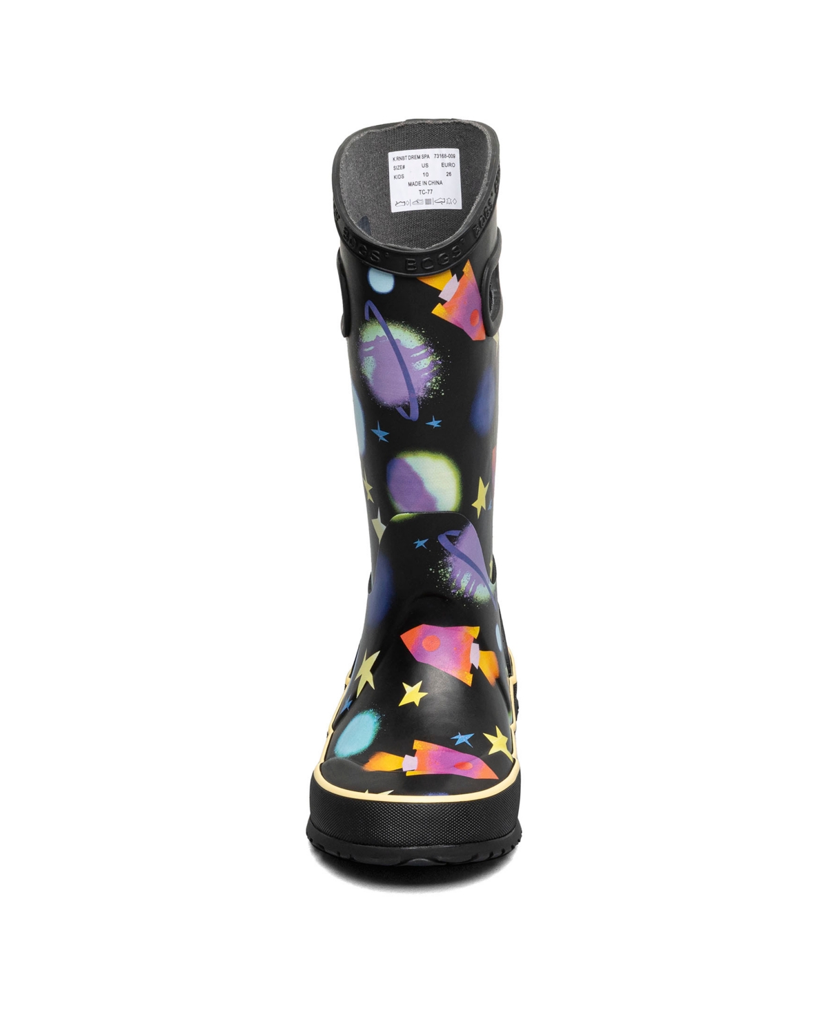 Bogs Little And Big Girls Rain Boot In Black Multi 1
