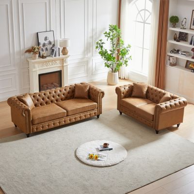 Modern 3+2 Sofa with Solid Wood Frame
