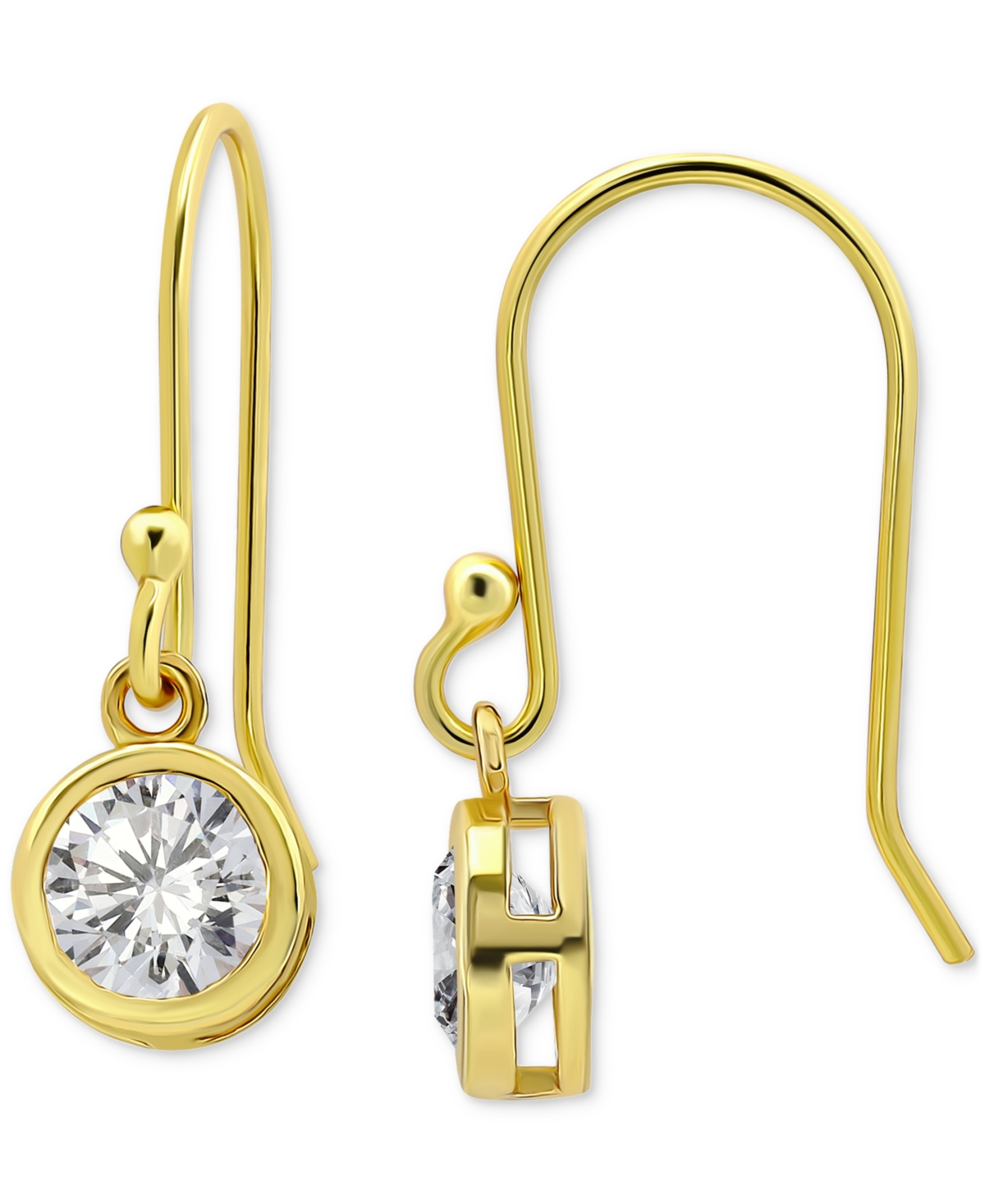 GIANI BERNINI CUBIC ZIRCONIA BEZEL DROP EARRINGS IN 18K GOLD-PLATED STERLING SILVER, CREATED FOR MACY'S 