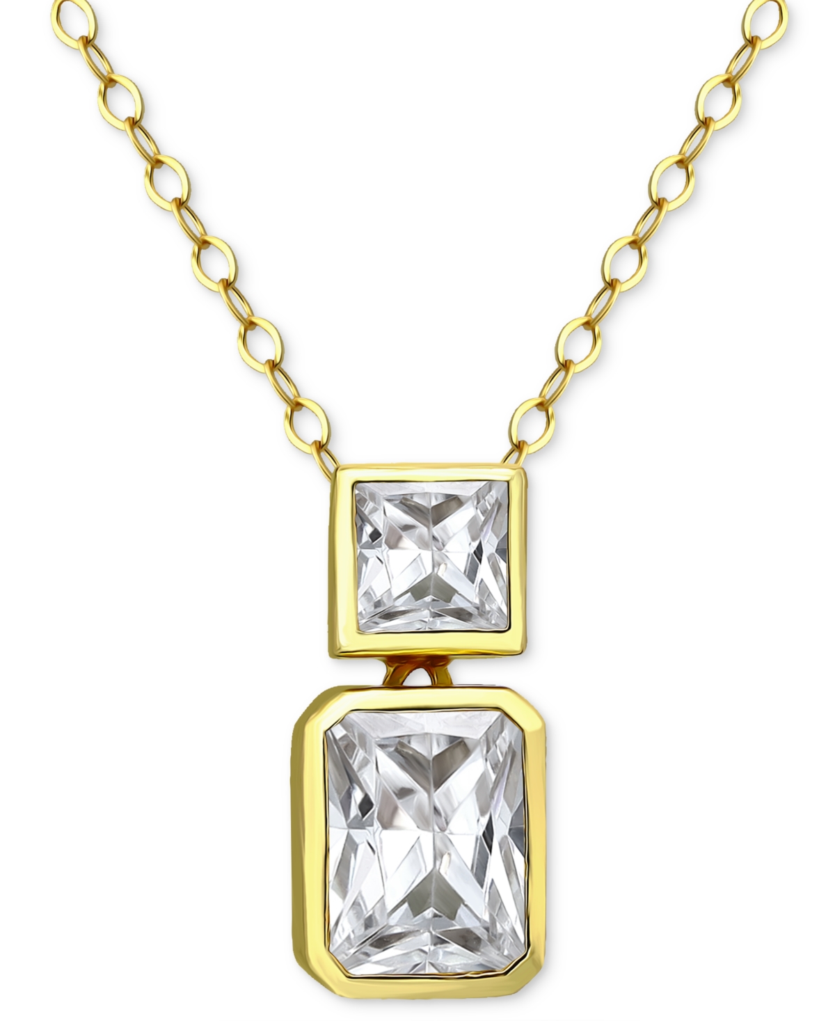 Giani Bernini Cubic Zirconia Octagon & Square Pendant Necklace In 18k Gold-plated Sterling Silver, 16" + 2" Extend In Gold