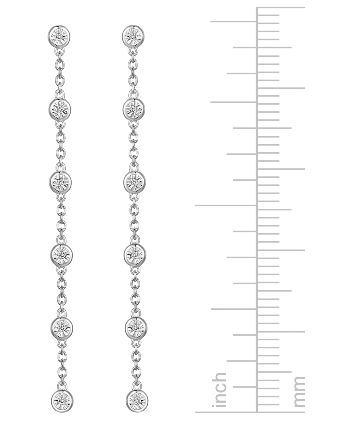 Macy's 3-pc. Set Diamond Station Collar Necklace, Bracelet & Linear Drop Earrings (1/5 Ct. T.w.) In Sterlin In Sterling Silver