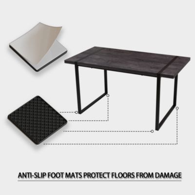 Streamdale Black MDF Dining Table and PU Dining Chair Set of 4