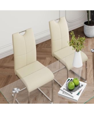 Modern simple rectangular glass dining table, solid tempered glass tabletop, electroplated table legs, light yellow PU dining chair set, suitable for restaurant kitchen use (set of 5)