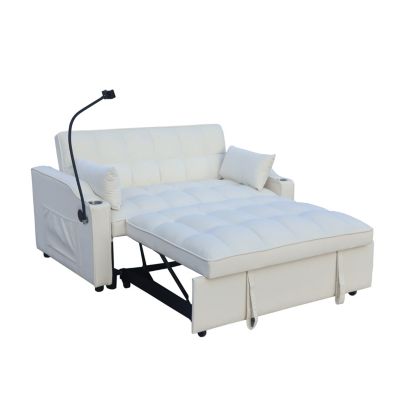 3-in-1 Velvet Loveseat Futon with Adjustable Backrest