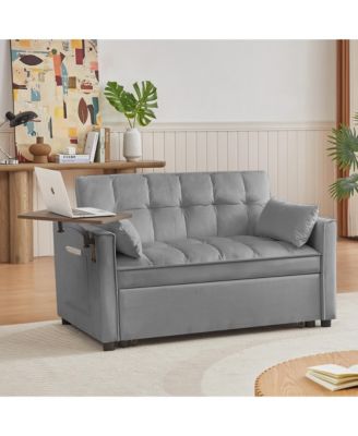 Grey Velvet Loveseat Sofa Bed