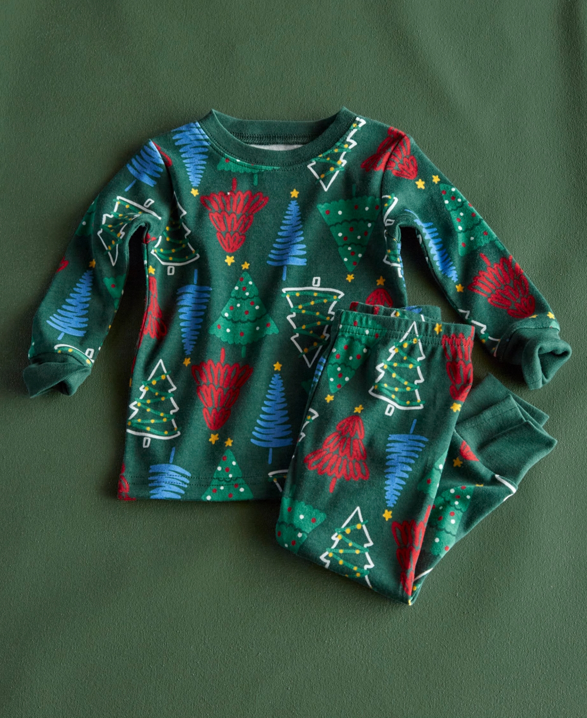 Carter's Toddlers Christmas Tree-Print 100% Snug Fit Cotton Pajamas, 2 Piece Set