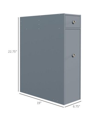 Bathroom Floor Organizer Free Standing Space Saving Narrow Storage Cabinet Bath Toilet Paper Holder with Drawers, Gray