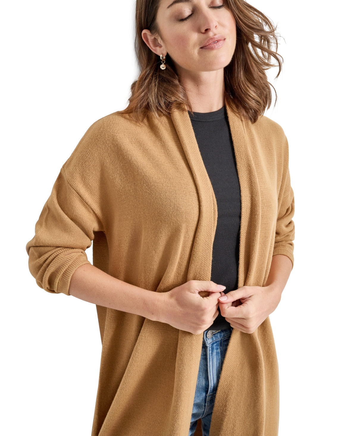 Dkny Jeans Women's Shawl-Collar Open-Front Long Cardigan