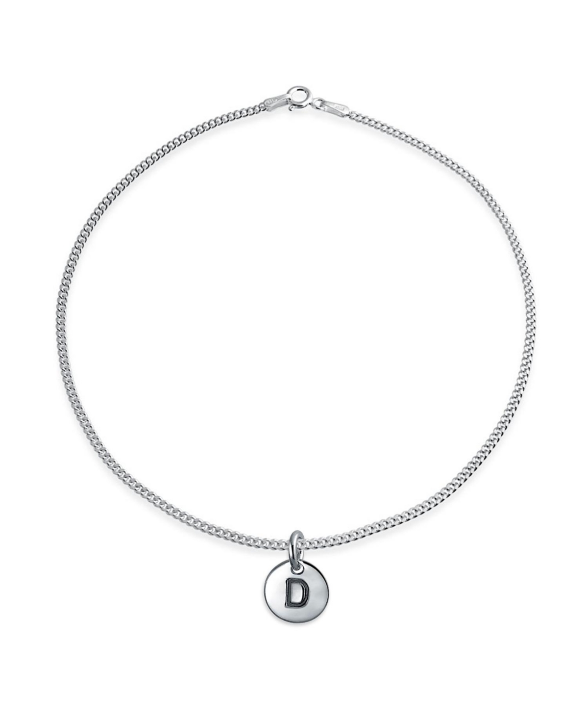 Bling Jewelry Letter Block Alphabet Initial Circle Disc Anklet .925 Sterling Silver Inch