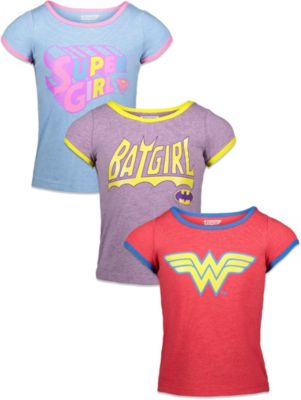 Toddler Girls DC Comics Batgirl Super Wonder Woman 3 Pack T-Shirts to