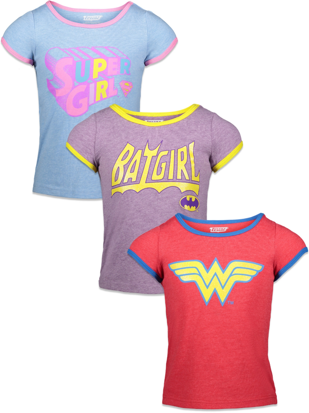 Dc Comics Toddler Girls Justice League 3 Pack T-Shirts - purple heather, b