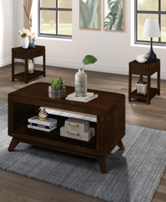 Rectangular Wood Coffee Table for Living Room, 41.5-Inch Coffee Table with Solid Wood Legs, Wood Center Table Tea Table with Open Storage Shelf. Easy Assembly, Espresso