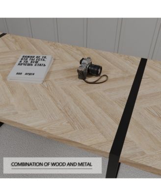 Rustic Dining Table MDF Top, Metal Legs (59 )